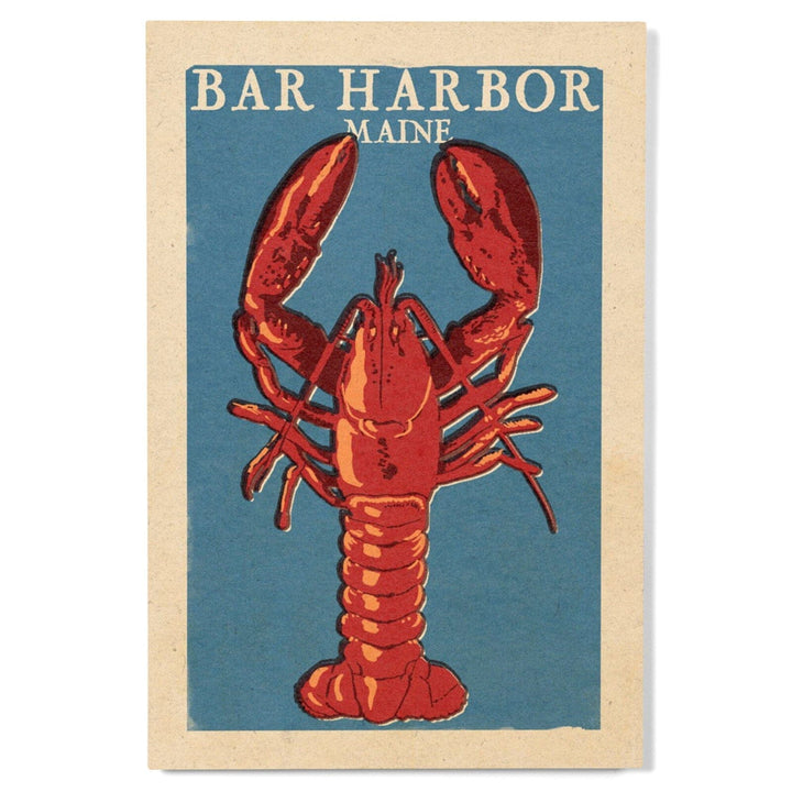 Bar Harbor, Maine, Lobster Woodblock, Lantern Press Artwork, Wood Signs and Postcards Wood Lantern Press