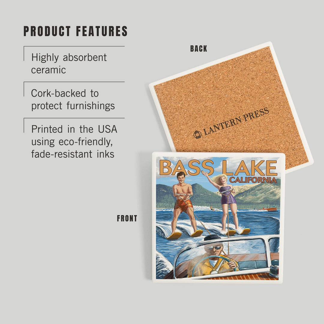 Bass Lake, California, Water Skiing, Coasters Coasters Lantern Press