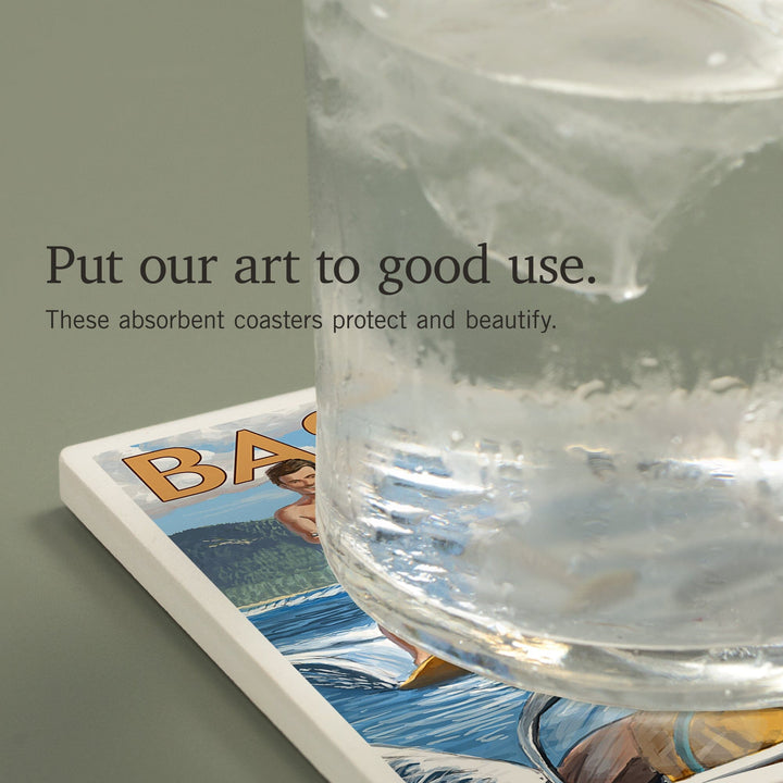 Bass Lake, California, Water Skiing, Coasters Coasters Lantern Press