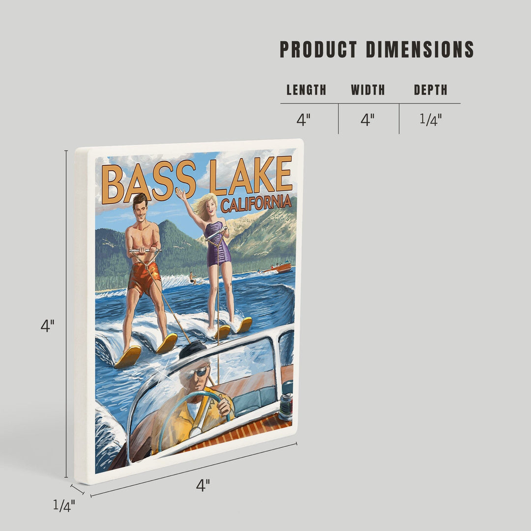 Bass Lake, California, Water Skiing, Coasters Coasters Lantern Press