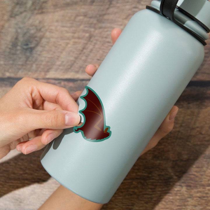 Bat, Wings Up, Geometric, Contour, Vinyl Sticker Sticker Lantern Press