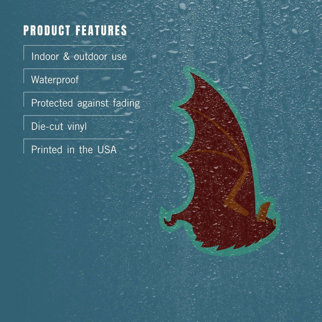 Bat, Wings Up, Geometric, Contour, Vinyl Sticker Sticker Lantern Press