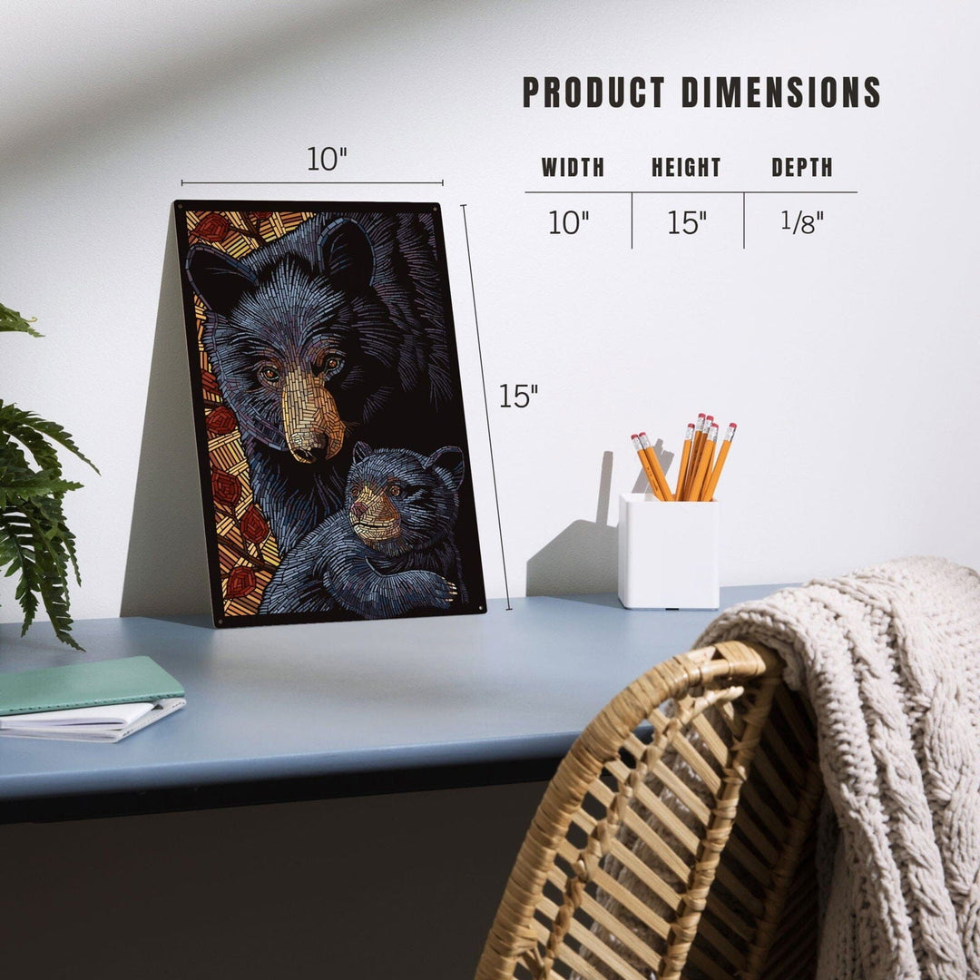 Bear, Paper Mosaic, Lantern Press Poster, Wood Signs and Postcards Wood Lantern Press