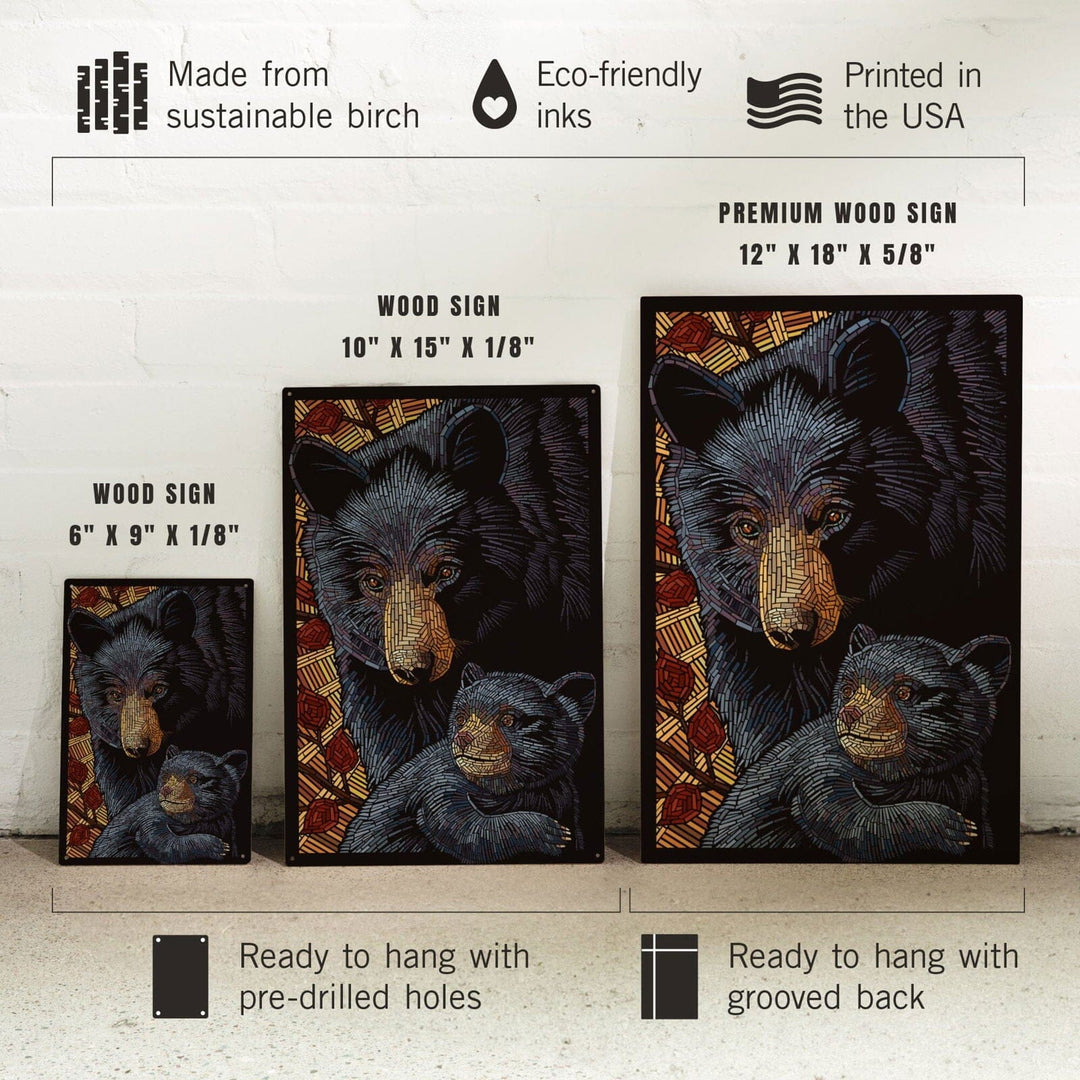 Bear, Paper Mosaic, Lantern Press Poster, Wood Signs and Postcards Wood Lantern Press