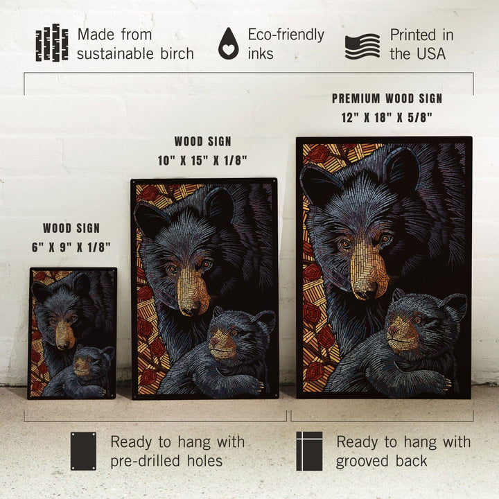 Bear, Paper Mosaic, Lantern Press Poster, Wood Signs and Postcards Wood Lantern Press