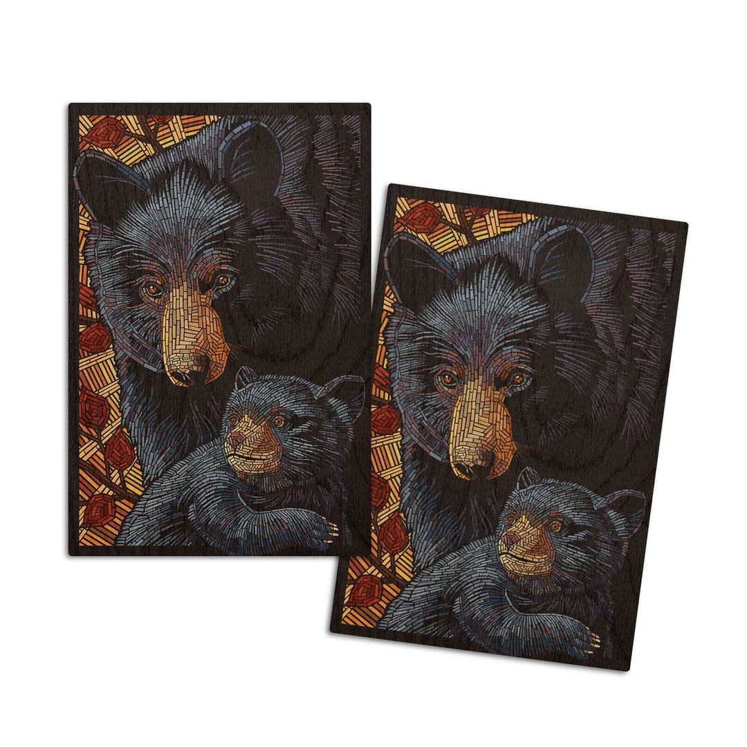 Bear, Paper Mosaic, Lantern Press Poster, Wood Signs and Postcards Wood Lantern Press 4x6 Wood Postcard Set