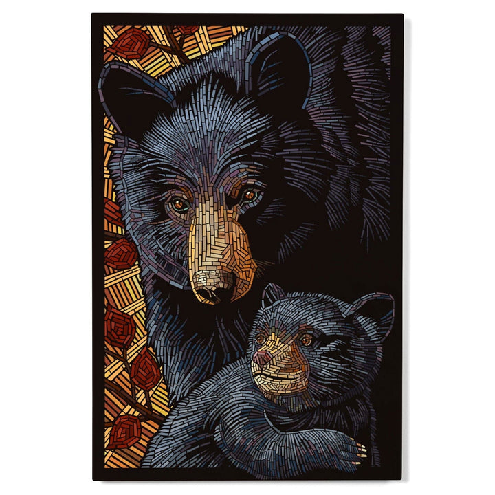 Bear, Paper Mosaic, Lantern Press Poster, Wood Signs and Postcards Wood Lantern Press