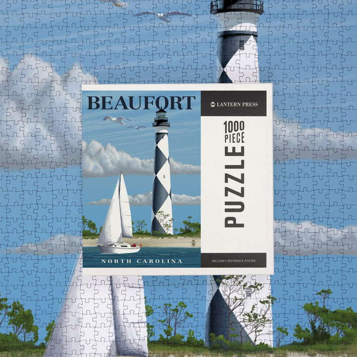Beaufort, North Carolina, Cape Lookout Lighthouse, Jigsaw Puzzle Puzzle Lantern Press