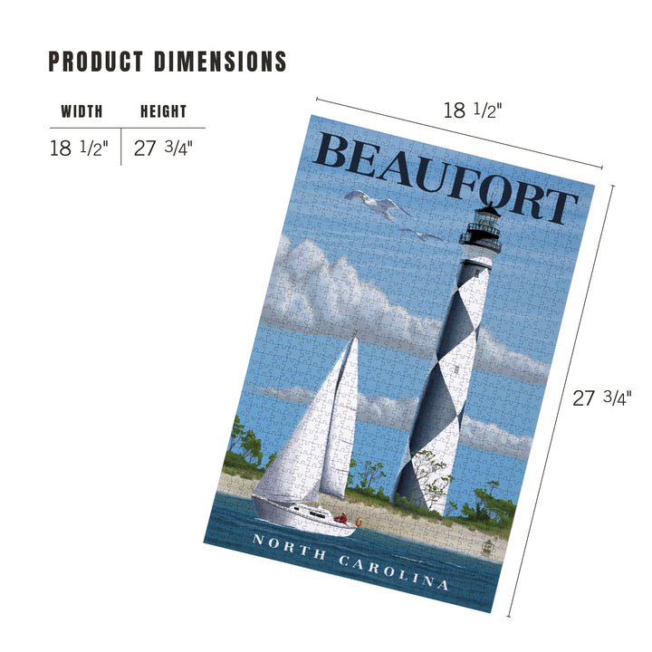 Beaufort, North Carolina, Cape Lookout Lighthouse, Jigsaw Puzzle Puzzle Lantern Press