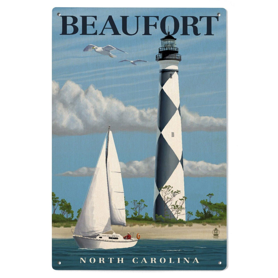 Beaufort, North Carolina, Cape Lookout Lighthouse, Lantern Press Artwork, Wood Signs and Postcards Wood Lantern Press