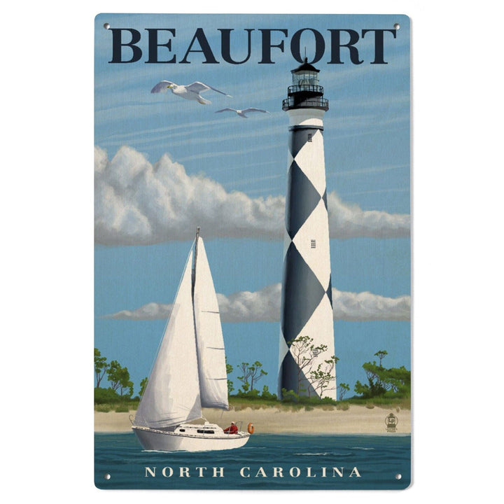 Beaufort, North Carolina, Cape Lookout Lighthouse, Lantern Press Artwork, Wood Signs and Postcards Wood Lantern Press