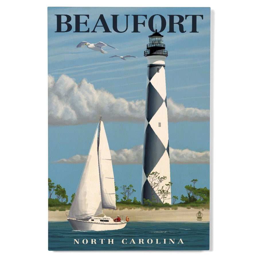 Beaufort, North Carolina, Cape Lookout Lighthouse, Lantern Press Artwork, Wood Signs and Postcards Wood Lantern Press