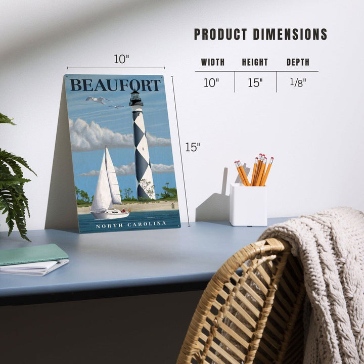 Beaufort, North Carolina, Cape Lookout Lighthouse, Lantern Press Artwork, Wood Signs and Postcards Wood Lantern Press