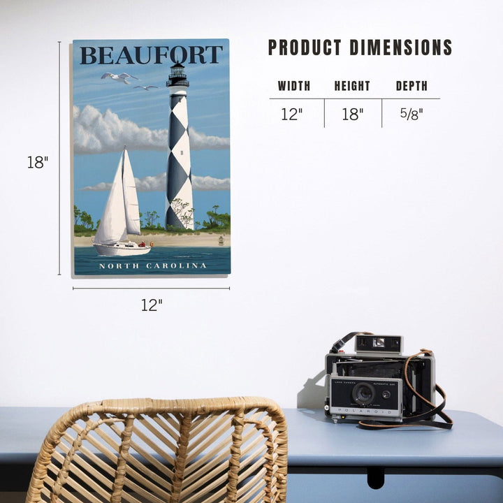Beaufort, North Carolina, Cape Lookout Lighthouse, Lantern Press Artwork, Wood Signs and Postcards Wood Lantern Press