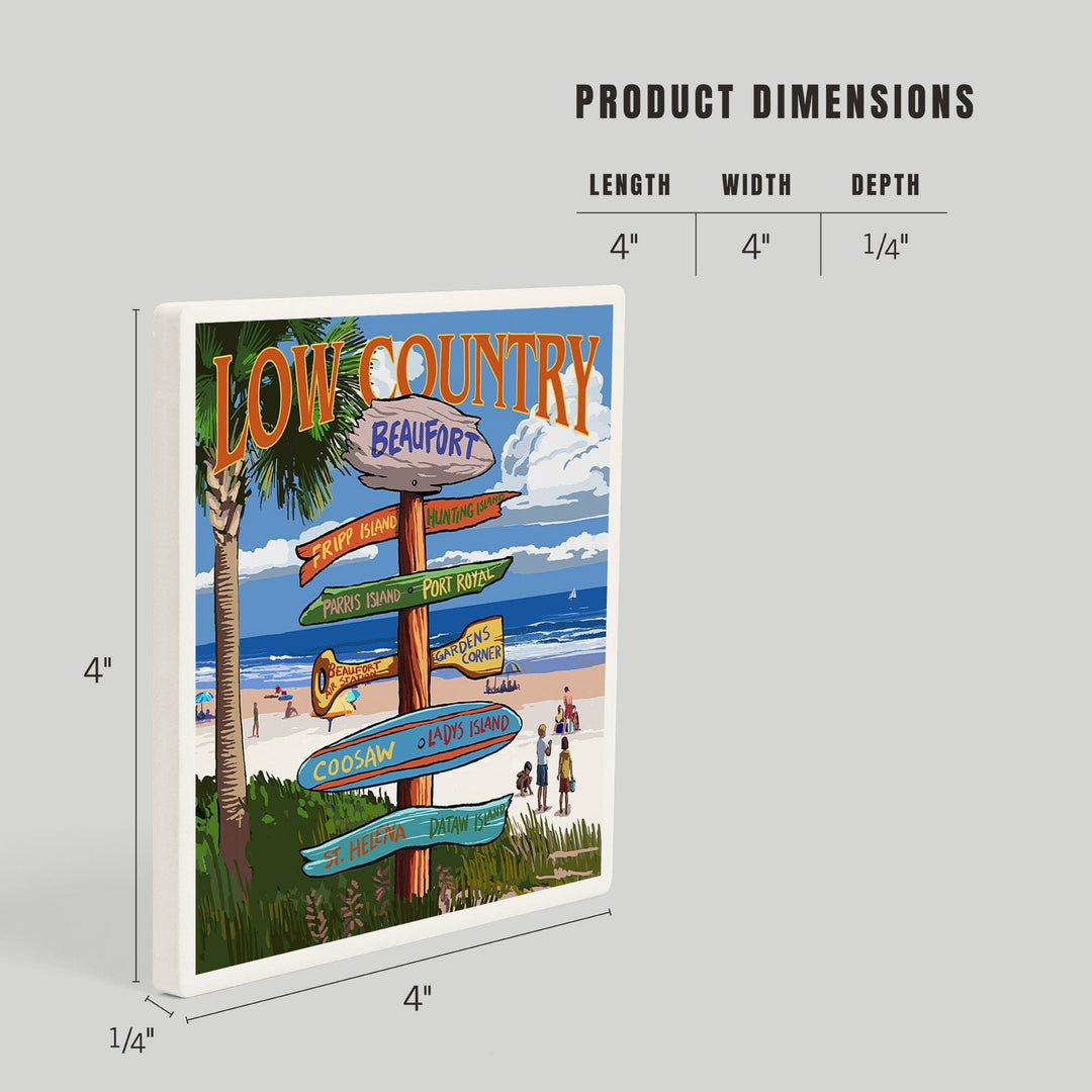 Beaufort, South Carolina, Destinations Sign, Coasters Coasters Lantern Press