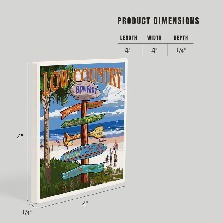 Beaufort, South Carolina, Destinations Sign, Coasters Coasters Lantern Press