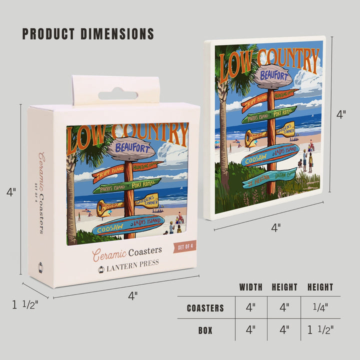 Beaufort, South Carolina, Destinations Sign, Coasters Coasters Lantern Press