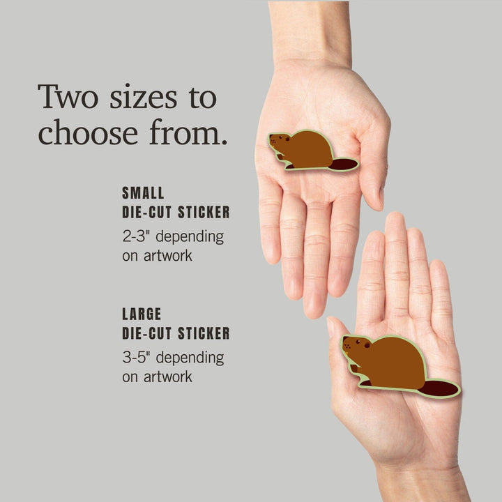 Beaver, Geometric, Contour, Lantern Press Artwork, Vinyl Sticker Sticker Lantern Press