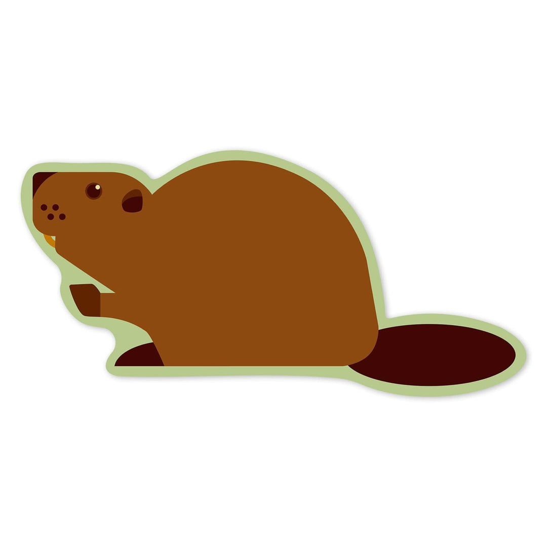 Beaver, Geometric, Contour, Lantern Press Artwork, Vinyl Sticker Sticker Lantern Press