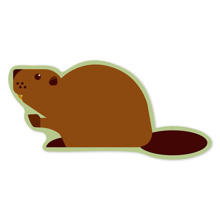 Beaver, Geometric, Contour, Lantern Press Artwork, Vinyl Sticker Sticker Lantern Press