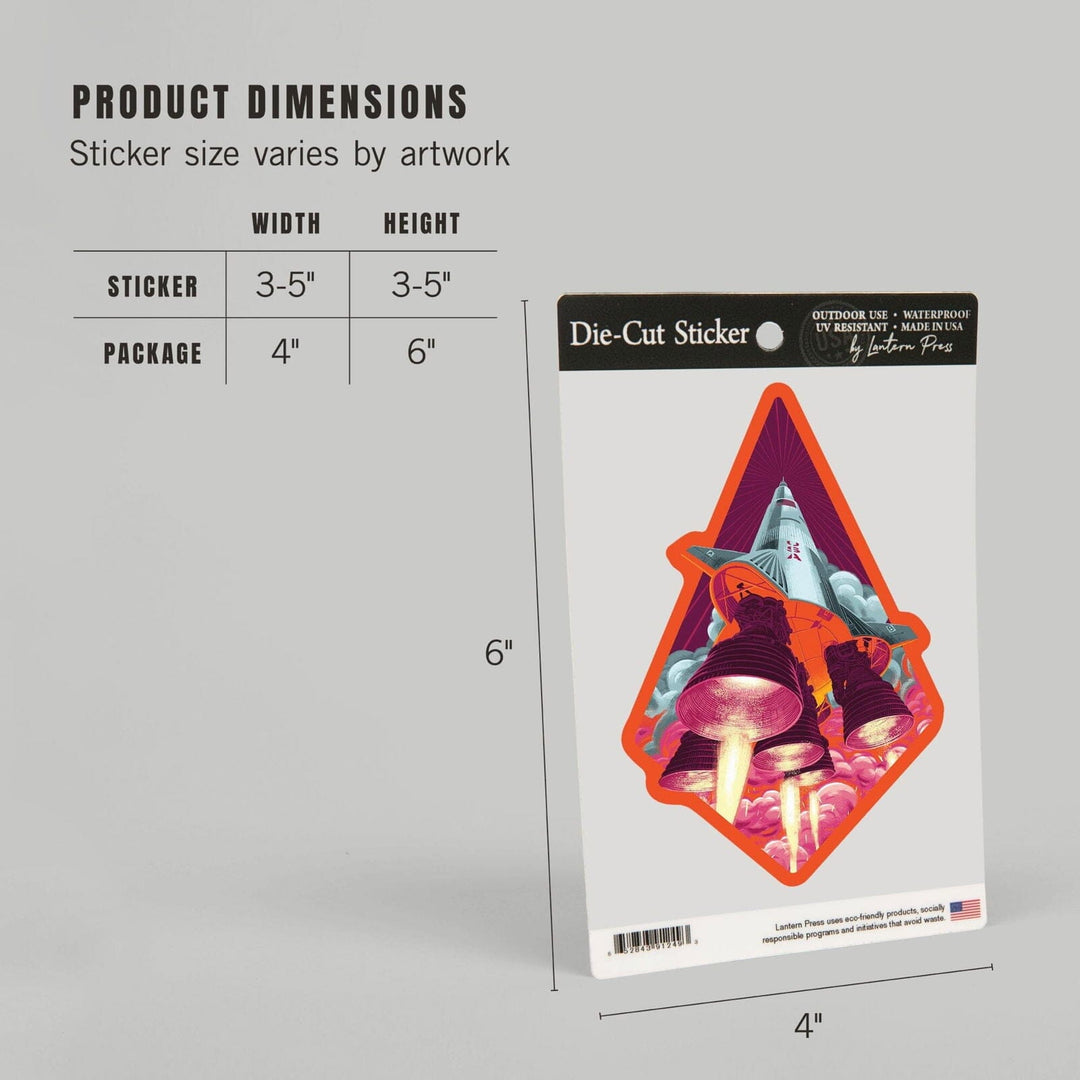 Because, Science Collection, Rocket Launch, Contour, Vinyl Sticker Sticker Lantern Press