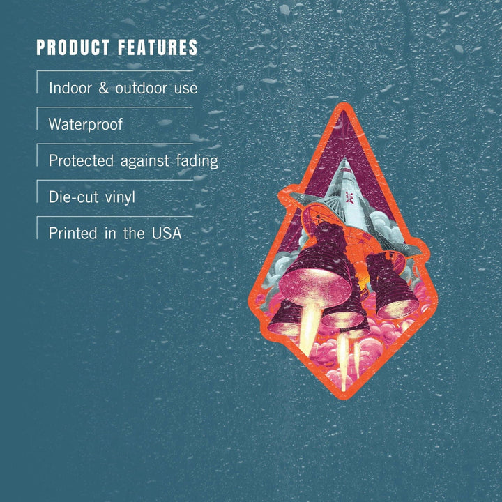 Because, Science Collection, Rocket Launch, Contour, Vinyl Sticker Sticker Lantern Press