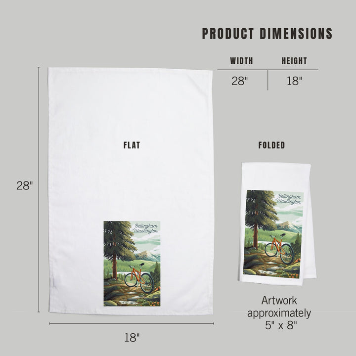 Bellingham, Washington, Get Outside Series, Off To Wander, Cycling with Mountains, Organic Cotton Kitchen Tea Towels Kitchen Lantern Press
