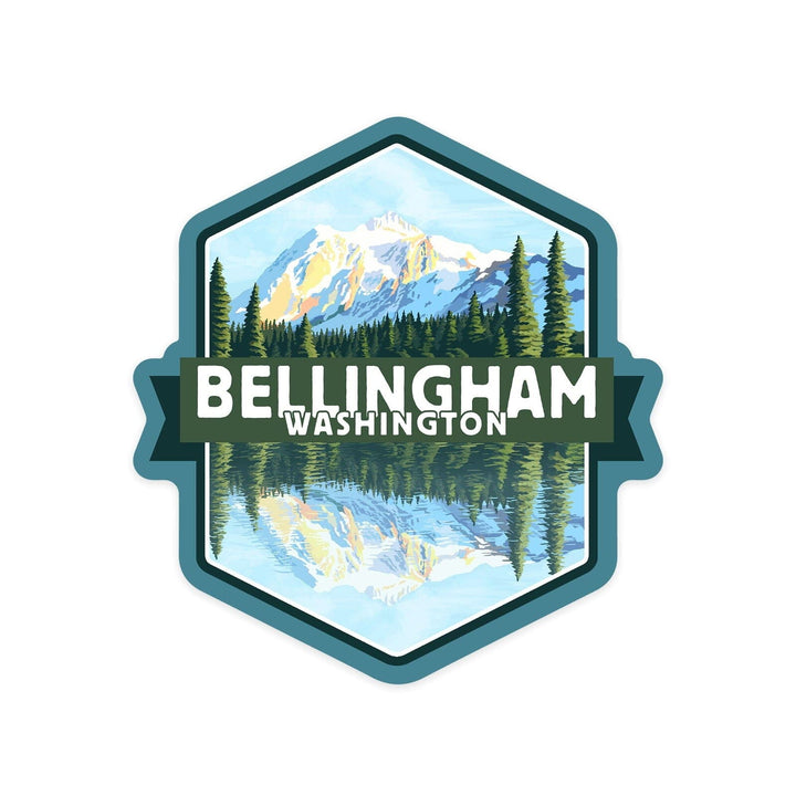 Bellingham, Washington, Mount Shuksan, Contour, Lantern Press Artwork, Vinyl Sticker Sticker Lantern Press