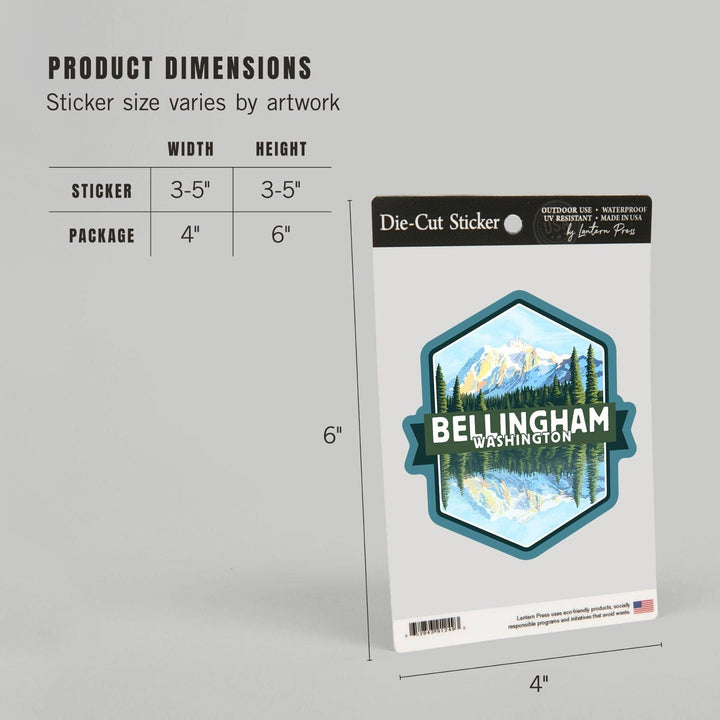 Bellingham, Washington, Mount Shuksan, Contour, Lantern Press Artwork, Vinyl Sticker Sticker Lantern Press