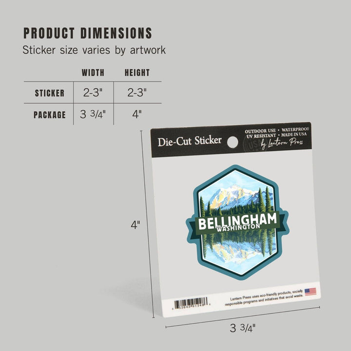 Bellingham, Washington, Mount Shuksan, Contour, Lantern Press Artwork, Vinyl Sticker Sticker Lantern Press