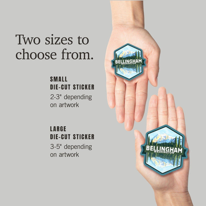 Bellingham, Washington, Mount Shuksan, Contour, Lantern Press Artwork, Vinyl Sticker Sticker Lantern Press