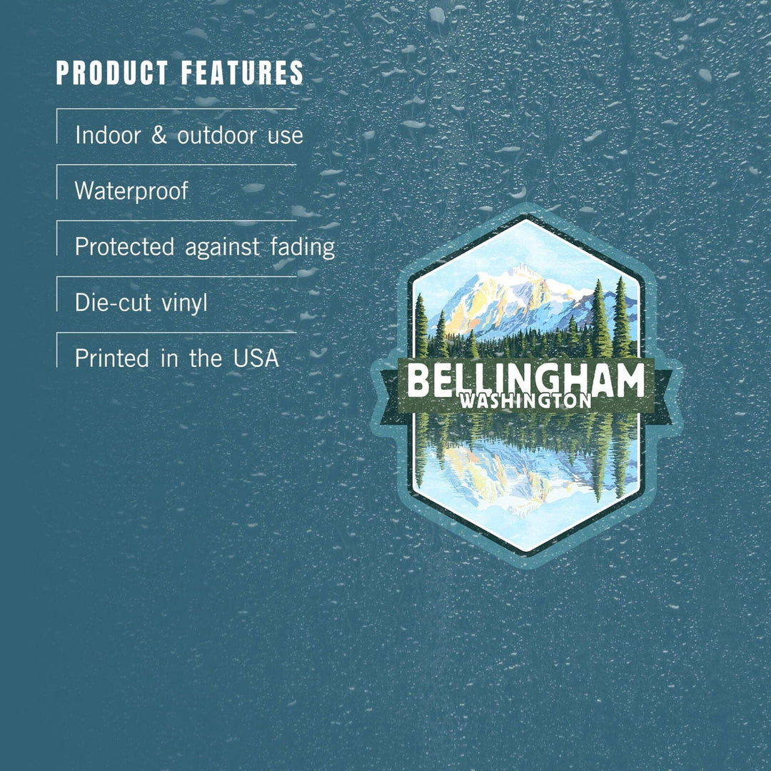 Bellingham, Washington, Mount Shuksan, Contour, Lantern Press Artwork, Vinyl Sticker Sticker Lantern Press