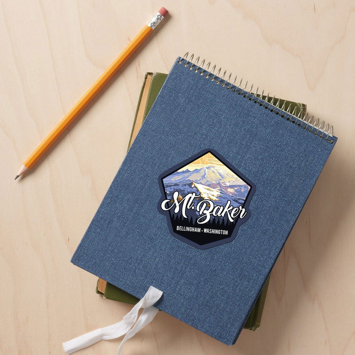Bellingham, Washington, Mt. Baker, Contour, Lantern Press Artwork, Vinyl Sticker Sticker Lantern Press