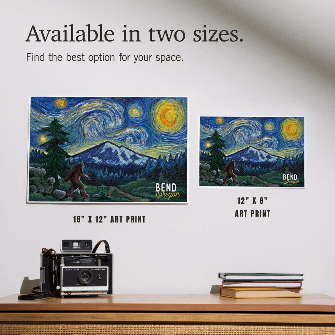 Bend, Oregon, Bigfoot, Starry Night, Art & Giclee Prints Art Lantern Press