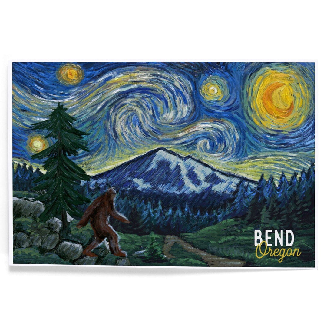 Bend, Oregon, Bigfoot, Starry Night, Art & Giclee Prints Art Lantern Press