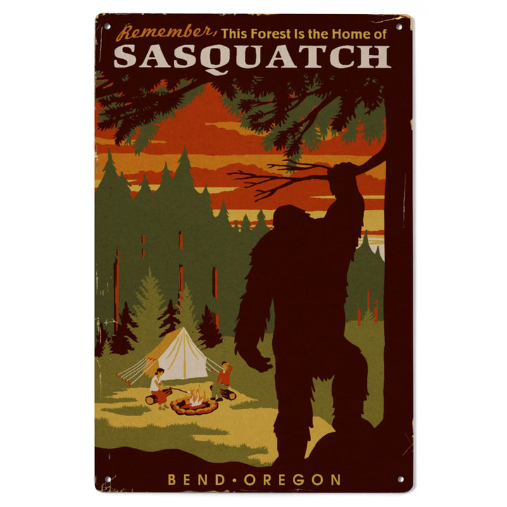 Bend, Oregon, Home of Sasquatch, Wood Signs and Postcards Wood Lantern Press