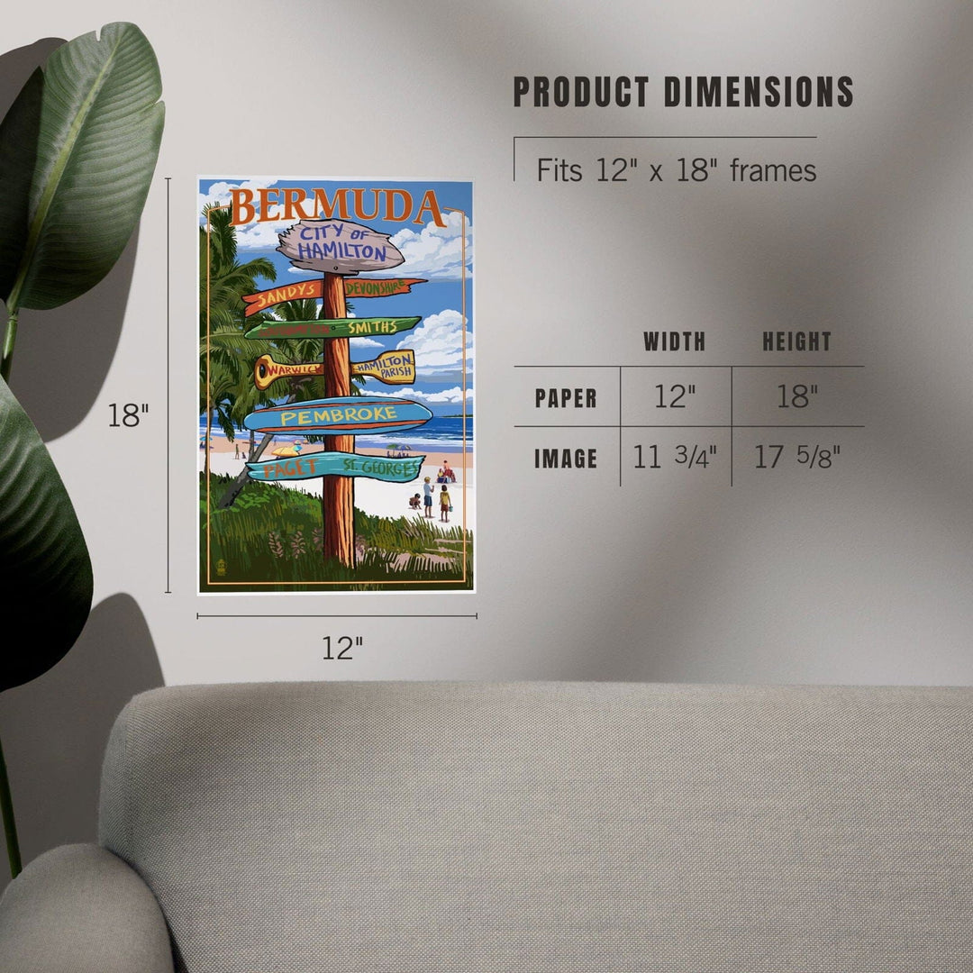 Bermuda, Destinations Sign, Art & Giclee Prints Art Lantern Press