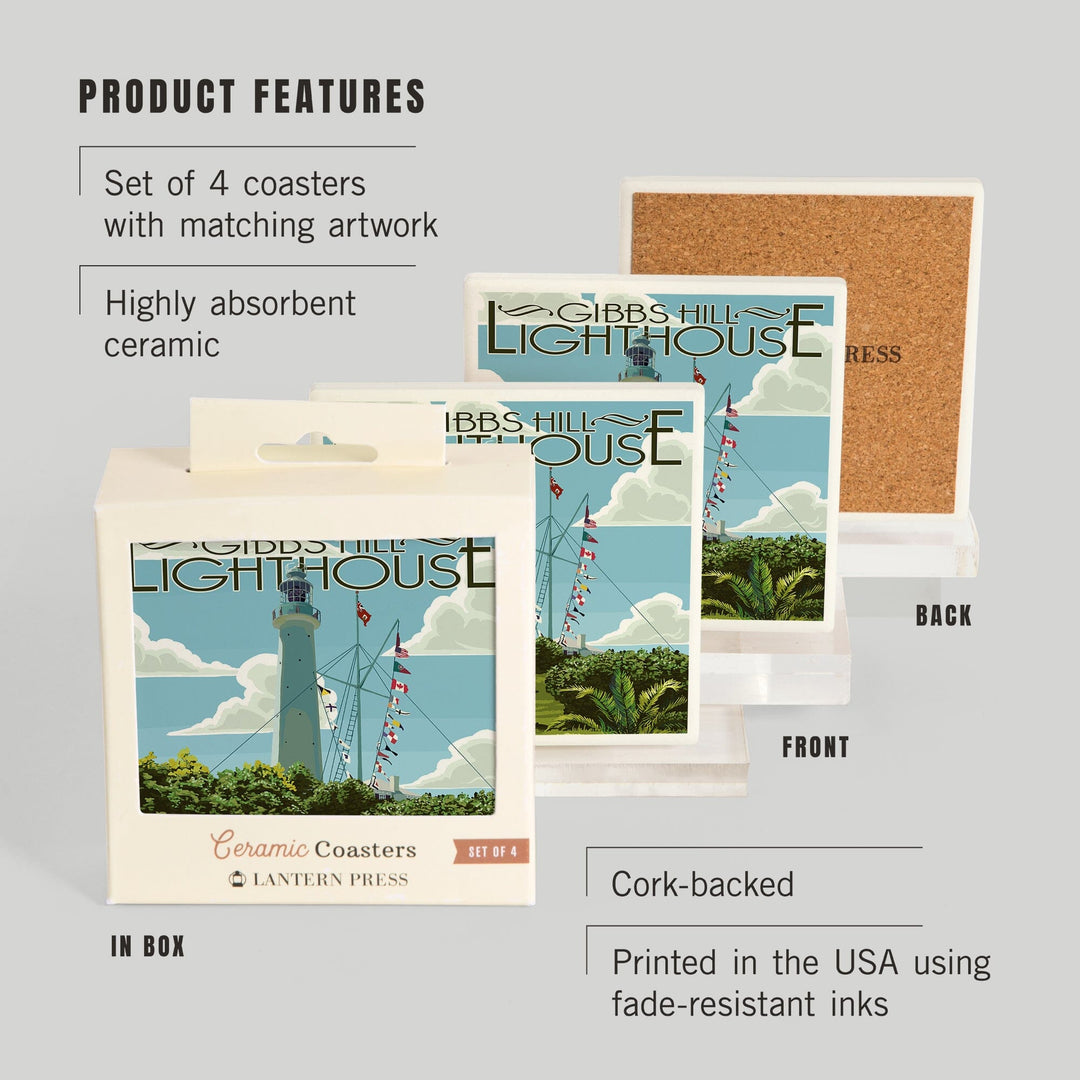 Bermuda, Gibbs Hill Lighthouse, Coasters Coasters Lantern Press