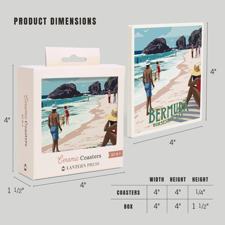 Bermuda, Horseshoe Bay Beach Scene, Coasters Coasters Lantern Press