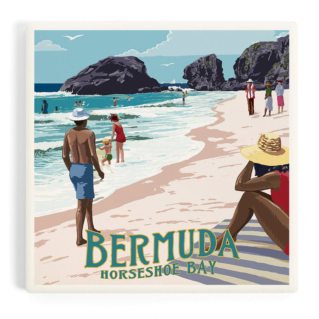 Bermuda, Horseshoe Bay Beach Scene, Coasters Coasters Lantern Press Coaster