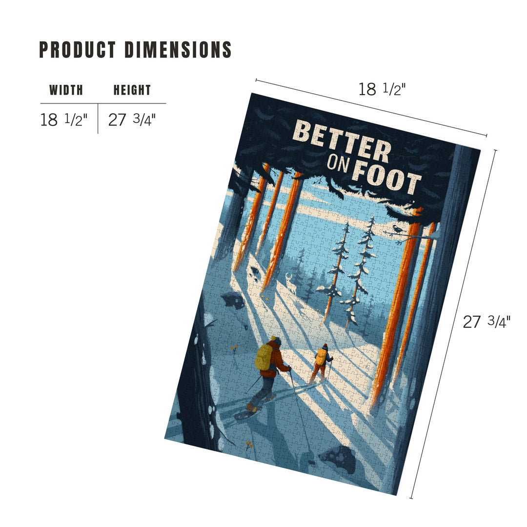 Better on Foot, Snowshoeing, Sentiment, Jigsaw Puzzle Puzzle Lantern Press