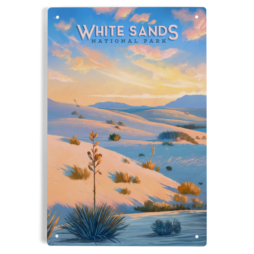 White Sands National Park, New Mexico, Oil Painting, Metal Signs