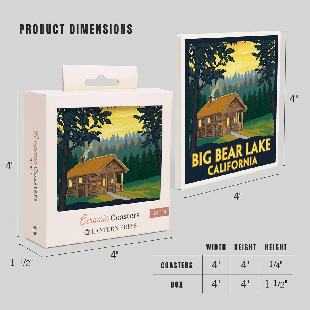 Big Bear Lake, California, Cabin in the Woods, Coasters Coasters Lantern Press