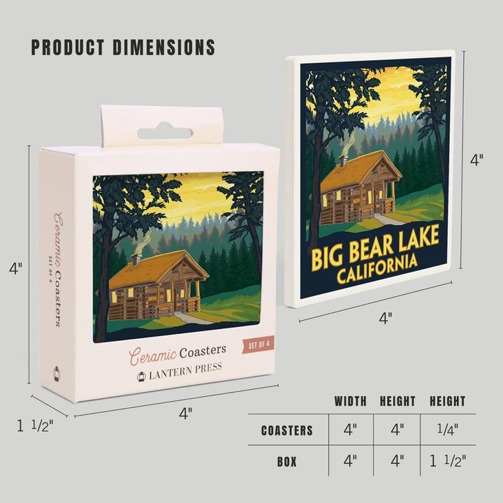 Big Bear Lake, California, Cabin in the Woods, Coasters Coasters Lantern Press