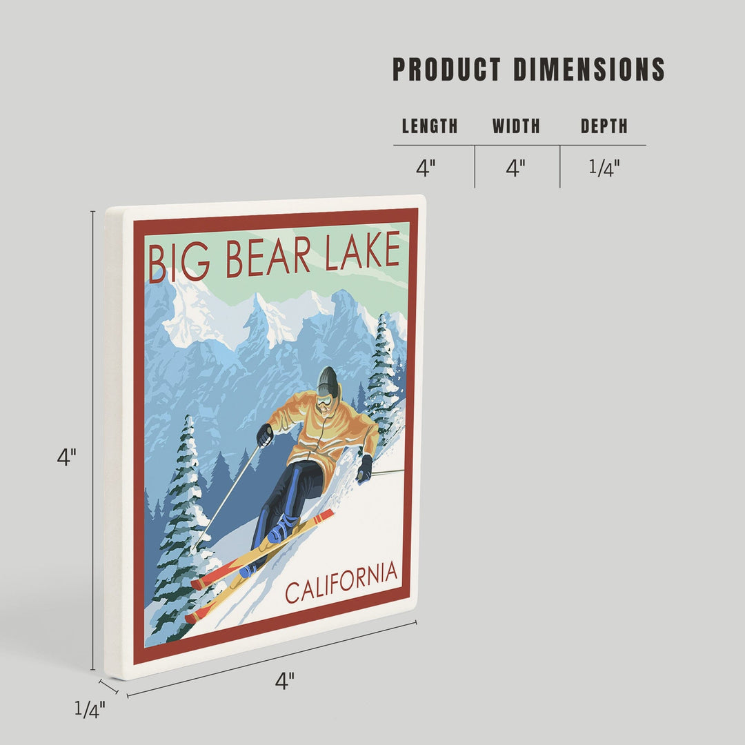 Big Bear Lake, California, Downhill Skier, Coasters Coasters Lantern Press