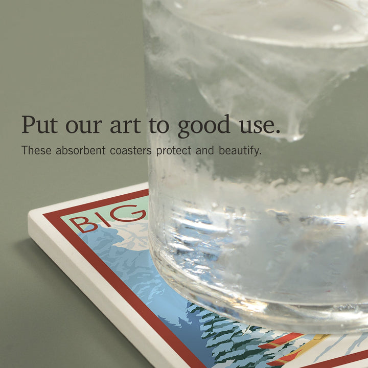 Big Bear Lake, California, Downhill Skier, Coasters Coasters Lantern Press