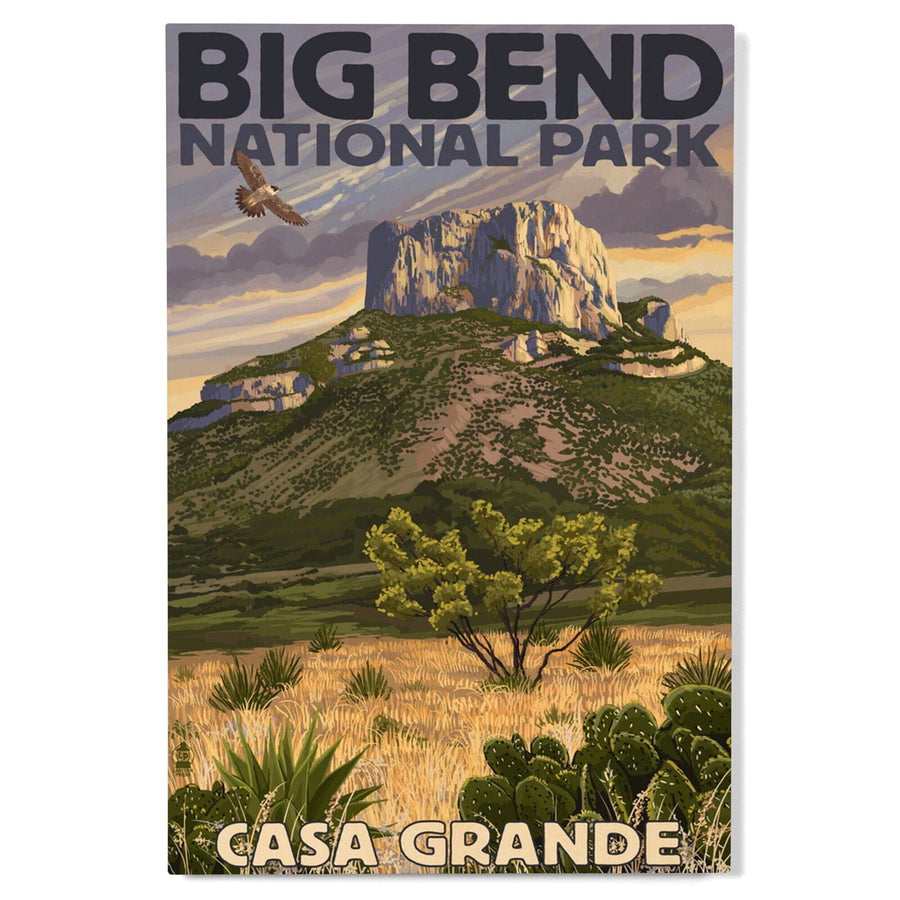Big Bend National Park, Texas, Casa Grande, Lantern Press Artwork, Wood Signs and Postcards Wood Lantern Press