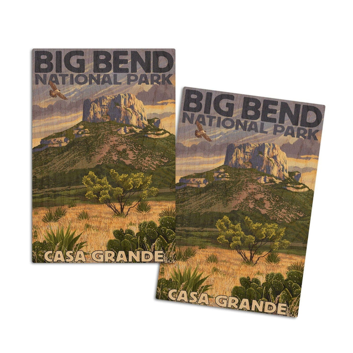 Big Bend National Park, Texas, Casa Grande, Lantern Press Artwork, Wood Signs and Postcards Wood Lantern Press