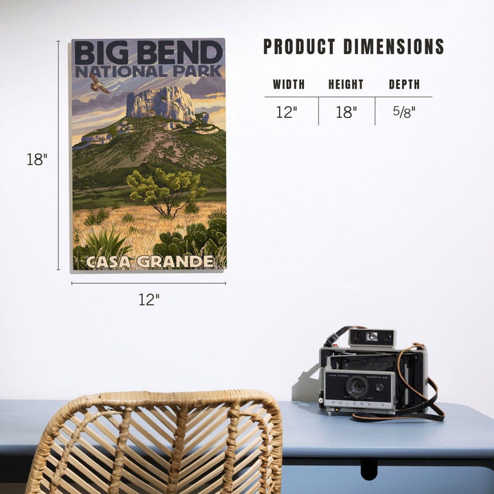 Big Bend National Park, Texas, Casa Grande, Lantern Press Artwork, Wood Signs and Postcards Wood Lantern Press
