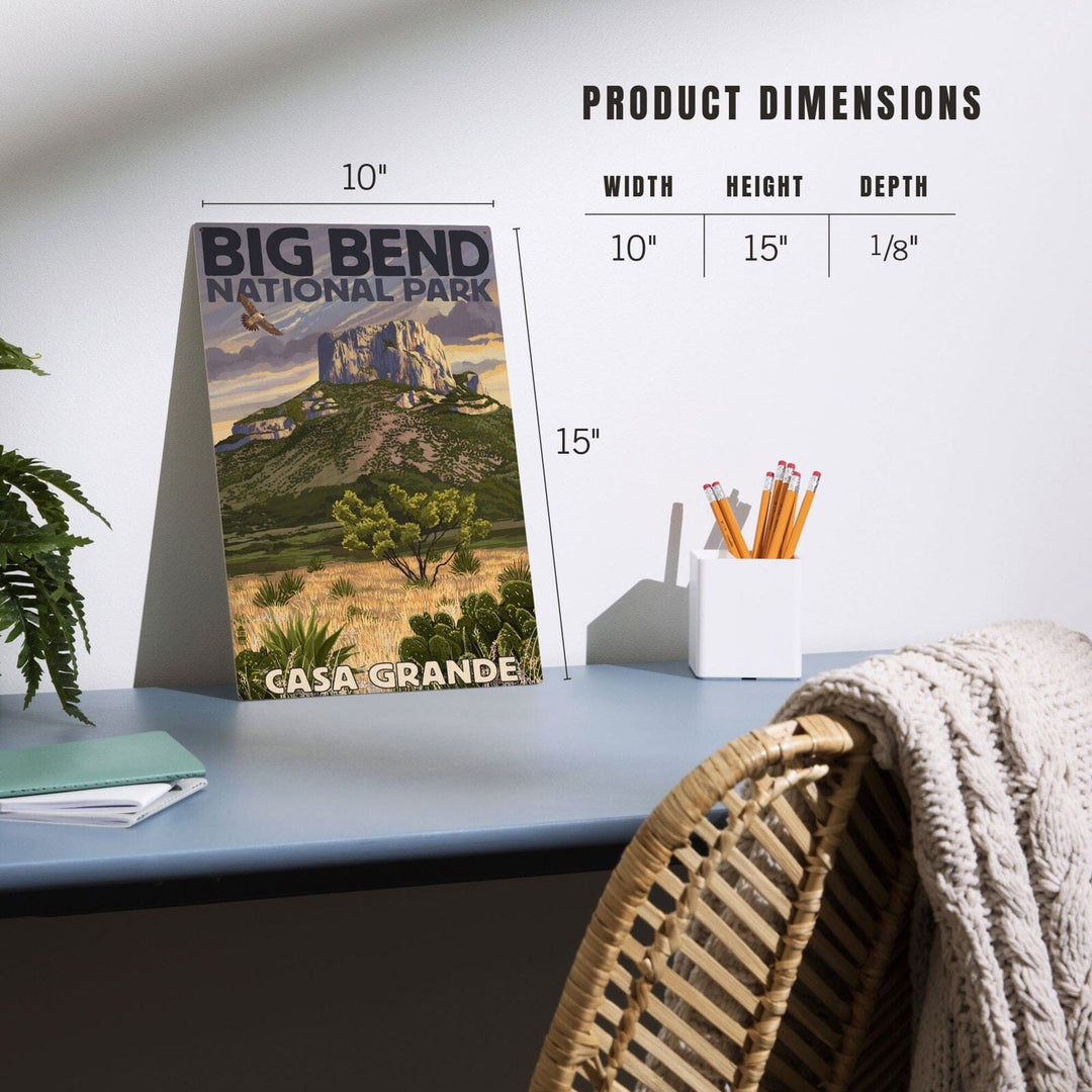 Big Bend National Park, Texas, Casa Grande, Lantern Press Artwork, Wood Signs and Postcards Wood Lantern Press